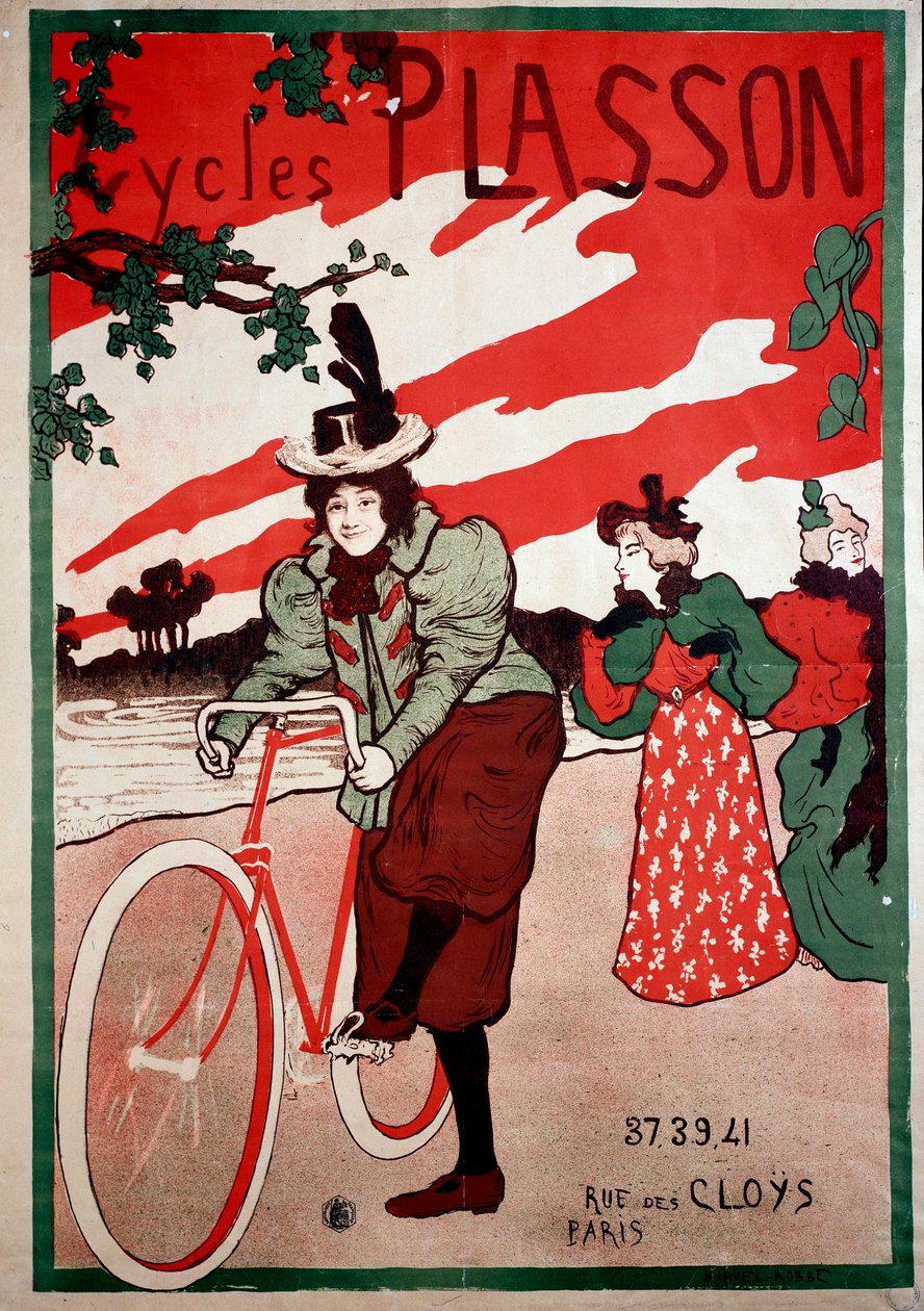 Belle Epoque: bisikletler (bisikletler) Plasson için reklam afişi. Poster Manuel Robbe (1872-1936) Özel koleksiyon by Manuel Robbe