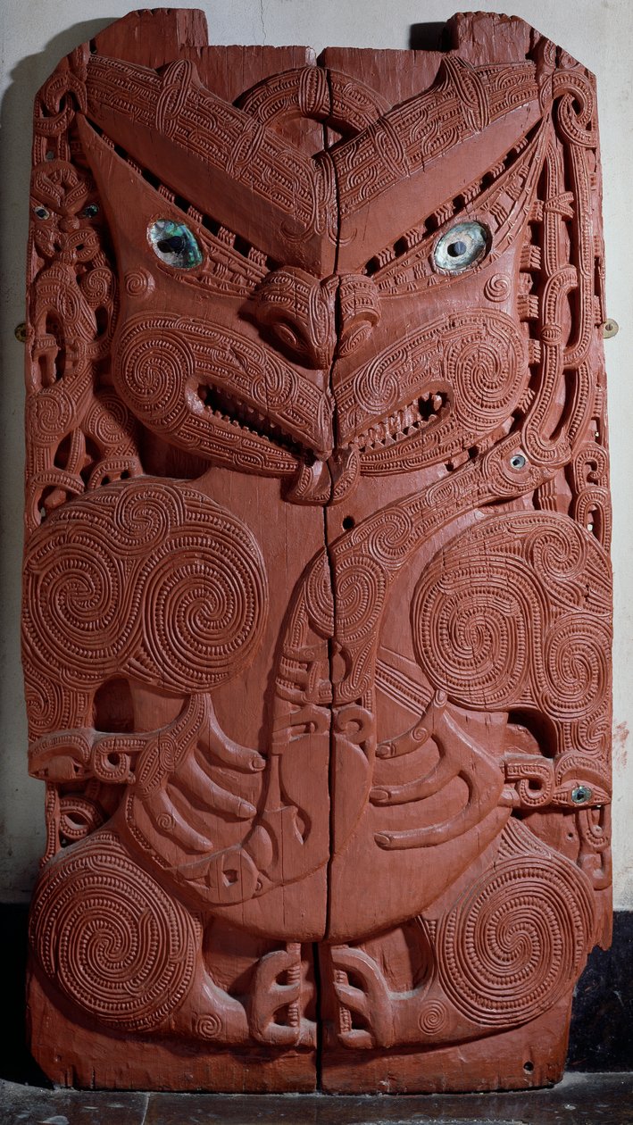 Hayali antropomorfik figürlü Maori dekoratif paneli, Yeni Zelanda uygarlığı by Maori Maori