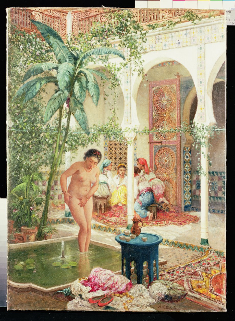 Harem Kadınları Havuz Başında by Marc Alfred Chataud