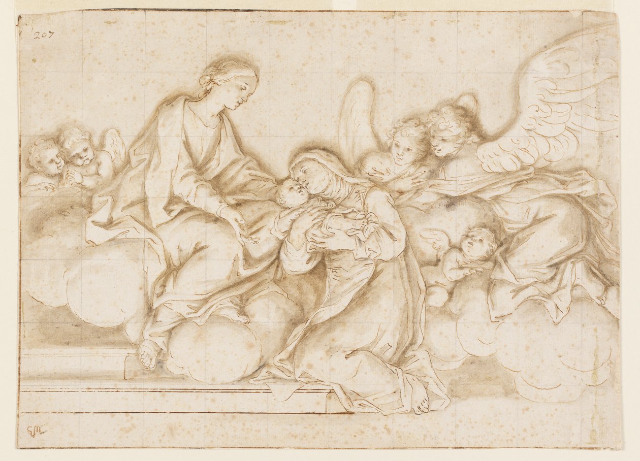 Tek Renkli Duvar Resmi için Tasarım, Corpus Domini Kilisesi, Bologna, İtalya, St. Caterina Vigri, Bakireden Bebeği Aldı by Marc Antonio Franceschini