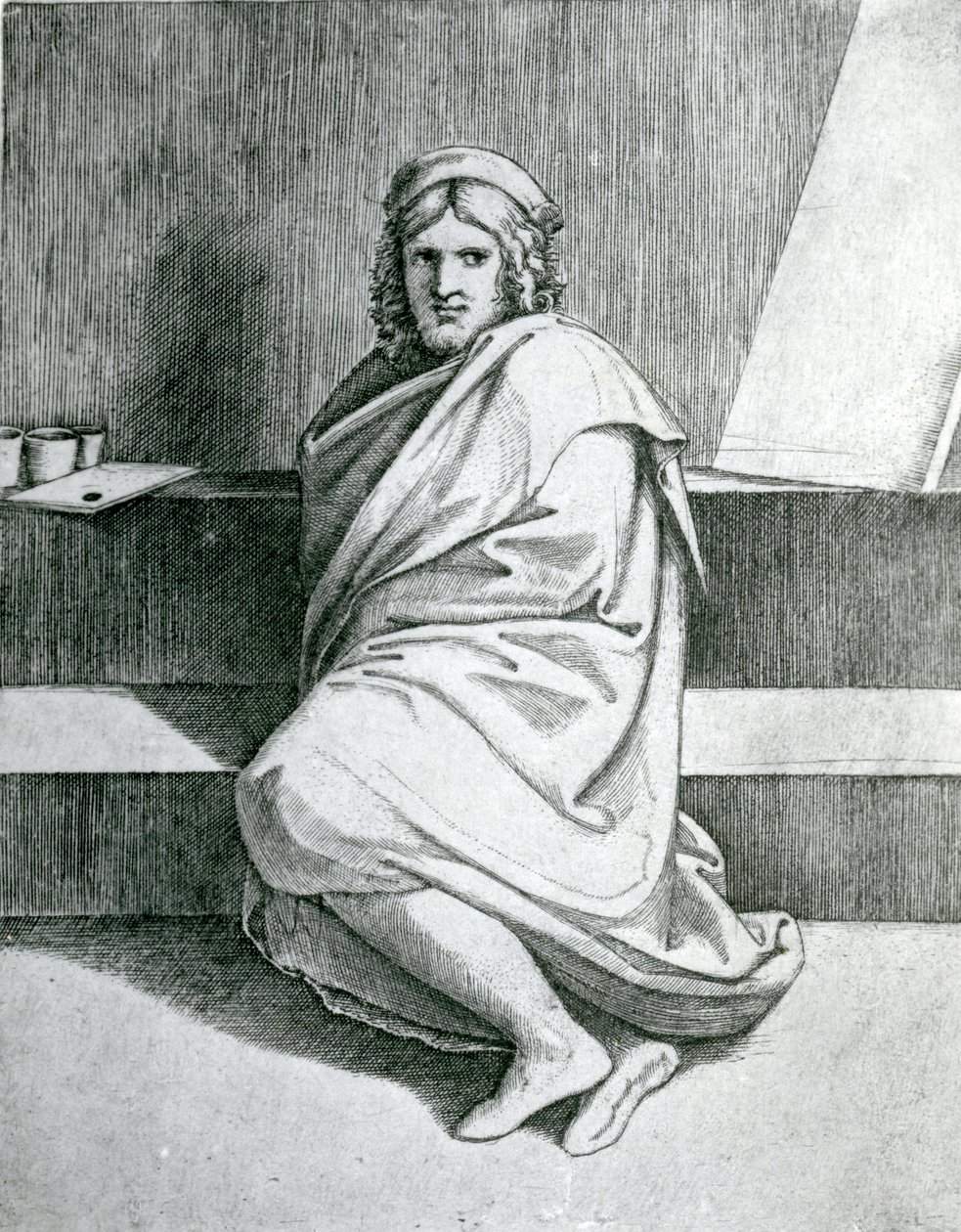 Pelerinli Raphael, c.1520 by Marcantonio Raimondi