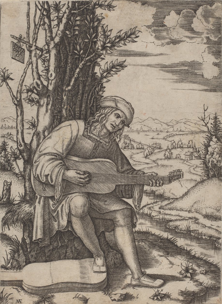 The Guitar Player  by Marcantonio Raimondi