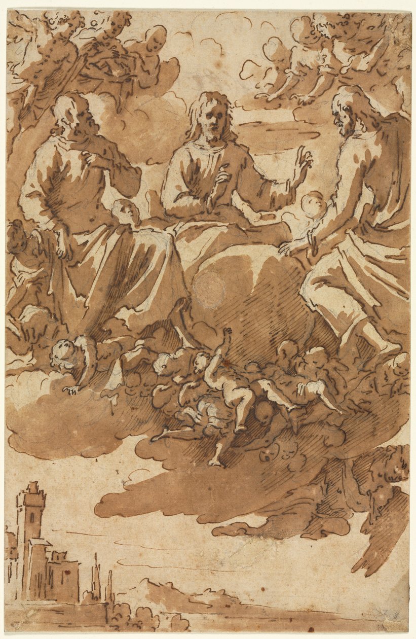 İki Aziz ile Zaferde İsa, ilk üçüncü 17. yüzyıl. by Marcantonio Bassetti