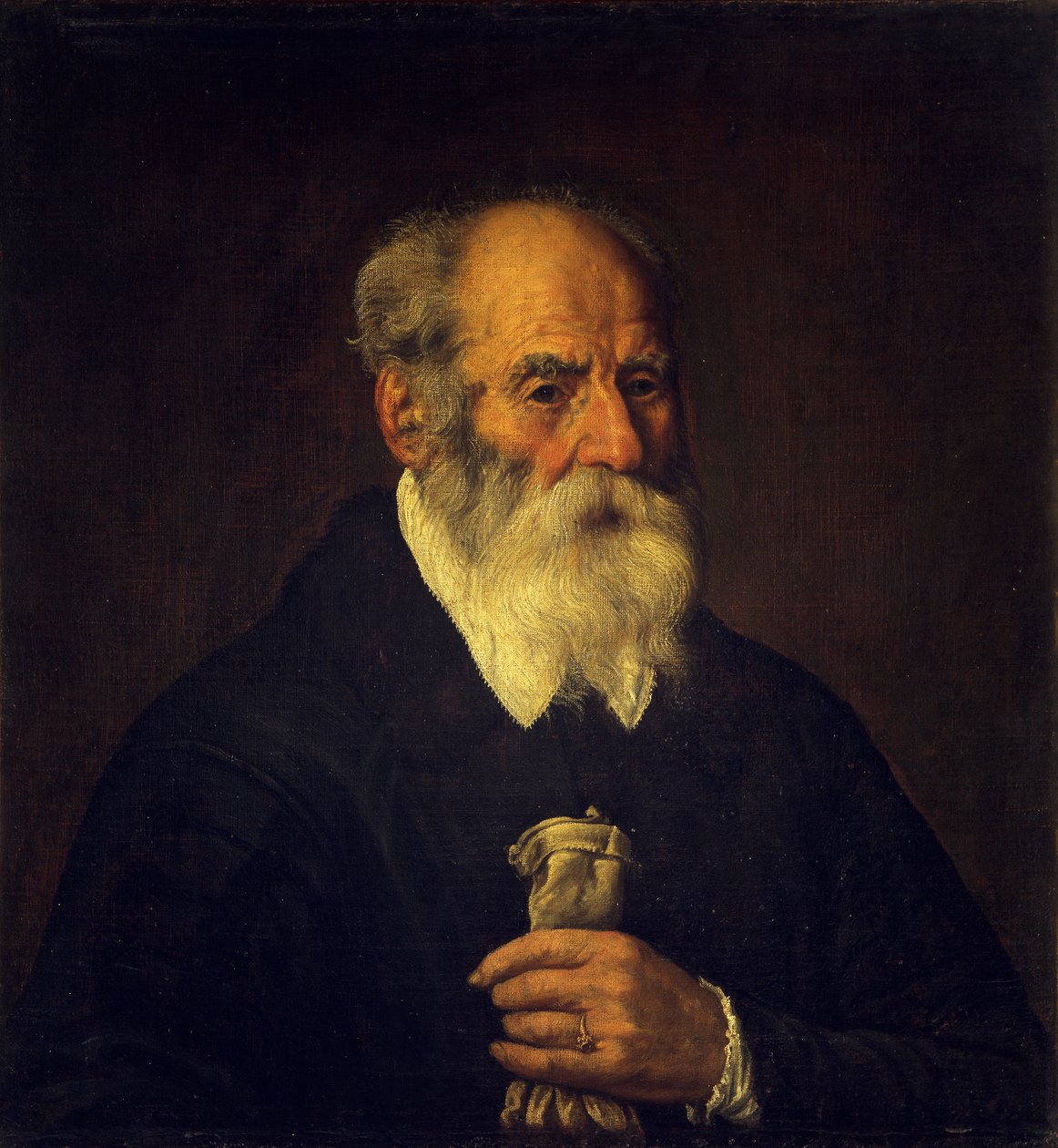 Eldivenli yaşlı adam (tuval üzerine yağlı boya) by Marcantonio Bassetti