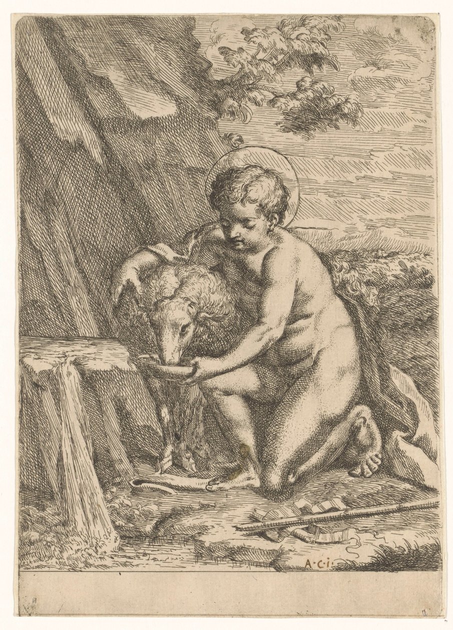 Çocukken Vaftizci Yahya by Marcantonio Bellavia