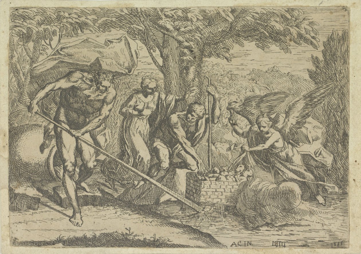 Romulus en Remus gevonden kapı Faustulus en Louva by Marcantonio Bellavia