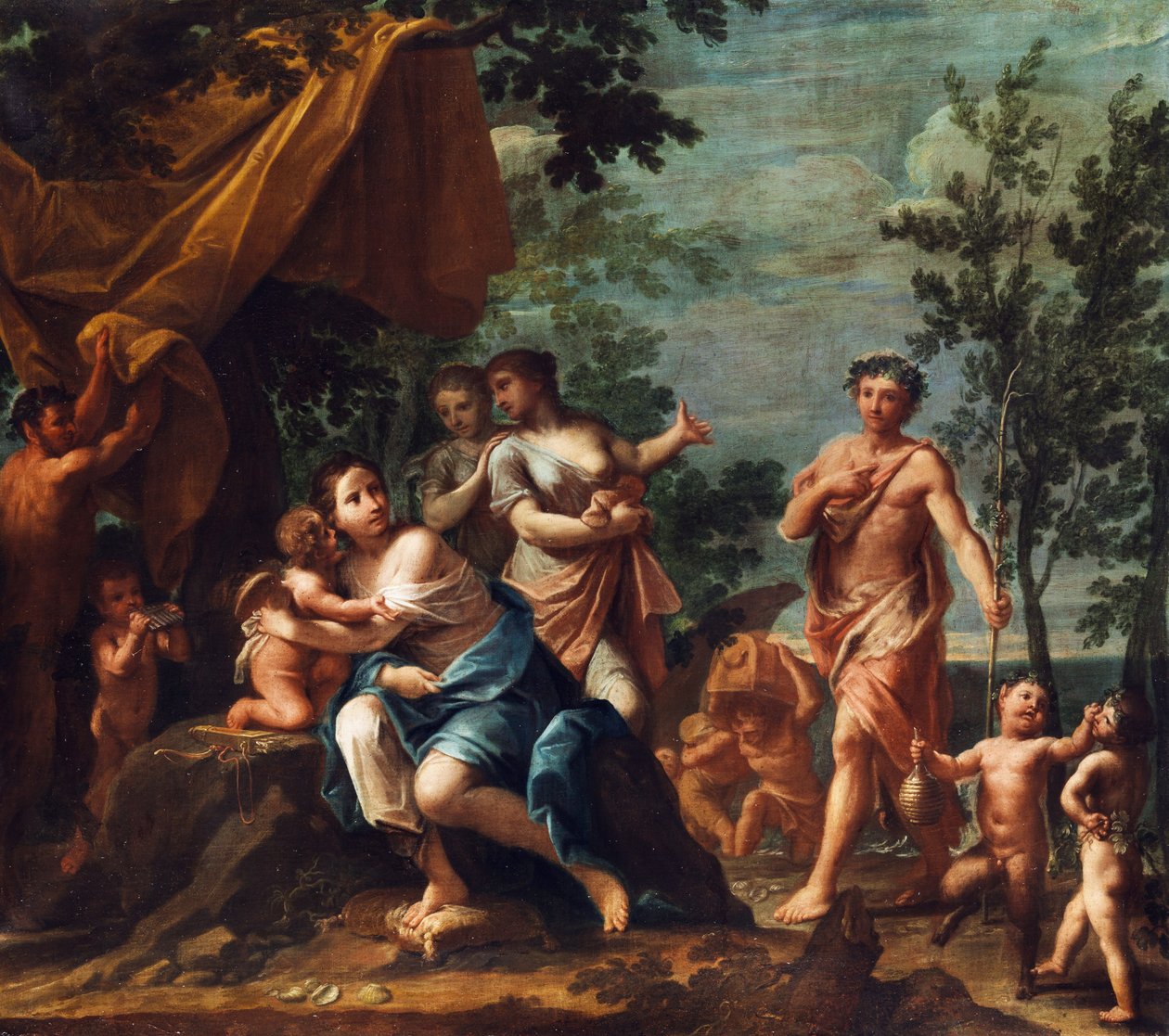 Üç Güzeller, Venüs, Aşk Tanrısı ve Pan ile Apollo by Marcantonio Franceschini