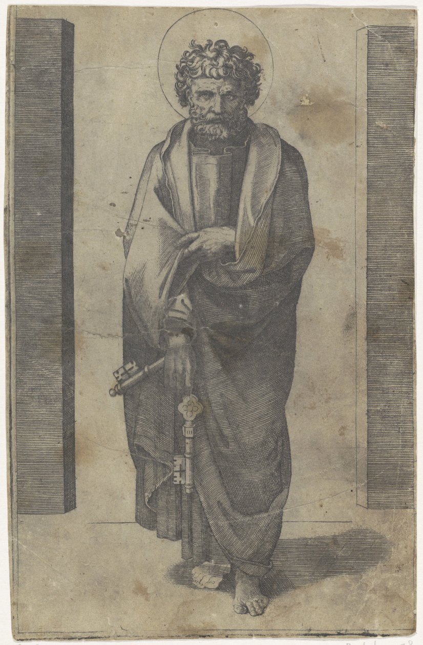Havari Peter tuşları ile İsa ve Havariler (dizi başlığı) by Marcantonio Raimondi
