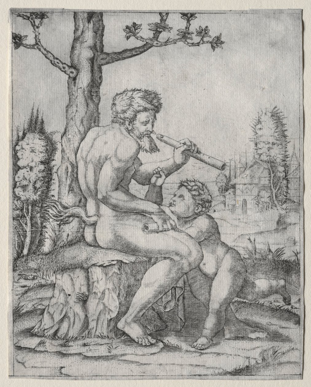 Faun ve Çocuk, c. 1509. by Marcantonio Raimondi