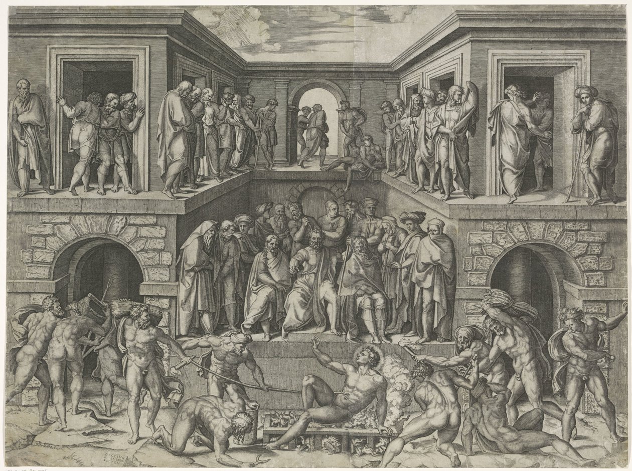 Saint Laurentius'un Şehitliği by Marcantonio Raimondi