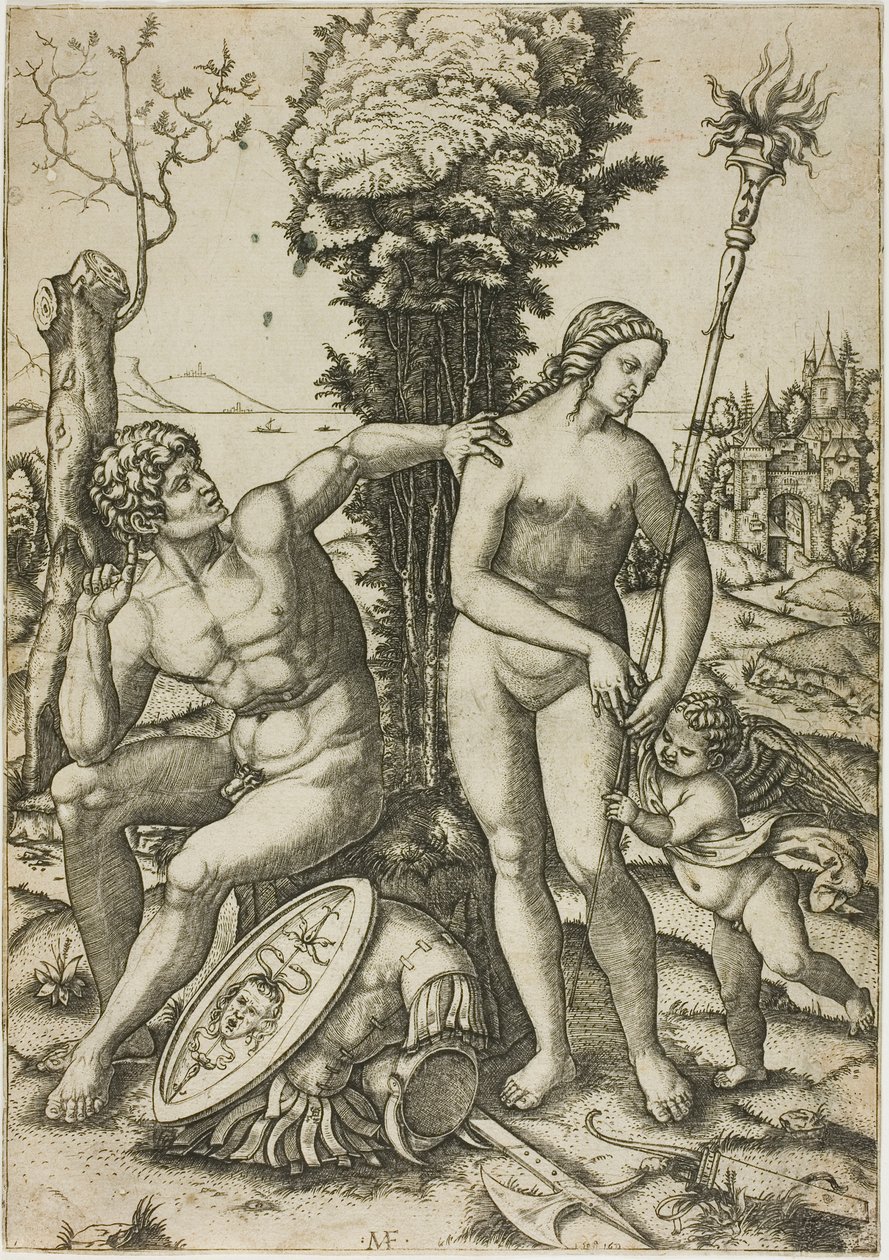 Mars, Venüs ve Aşk Tanrısı by Marcantonio Raimondi