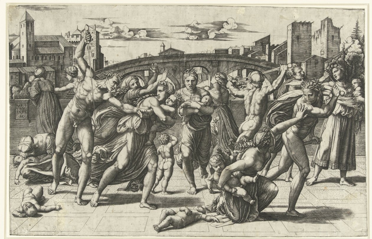 Masumların Katliamı Kindermoord te Betlehem by Marcantonio Raimondi