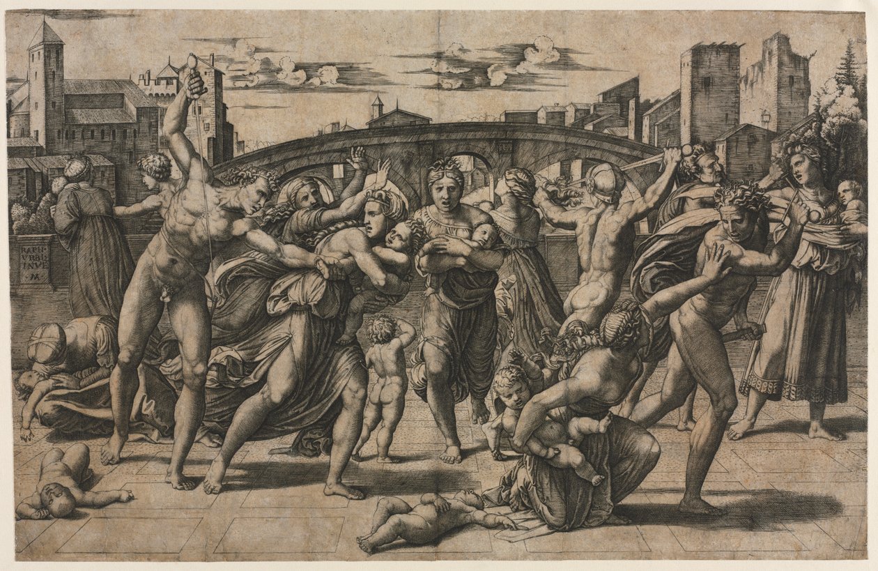 Köknar Ağacı ile Masumların Katliamı, c. 1511-1512. by Marcantonio Raimondi