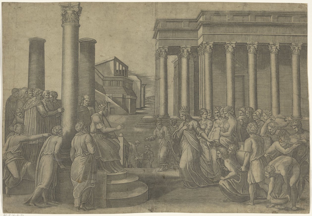 Süleyman ve Saba Kraliçesi by Marcantonio Raimondi