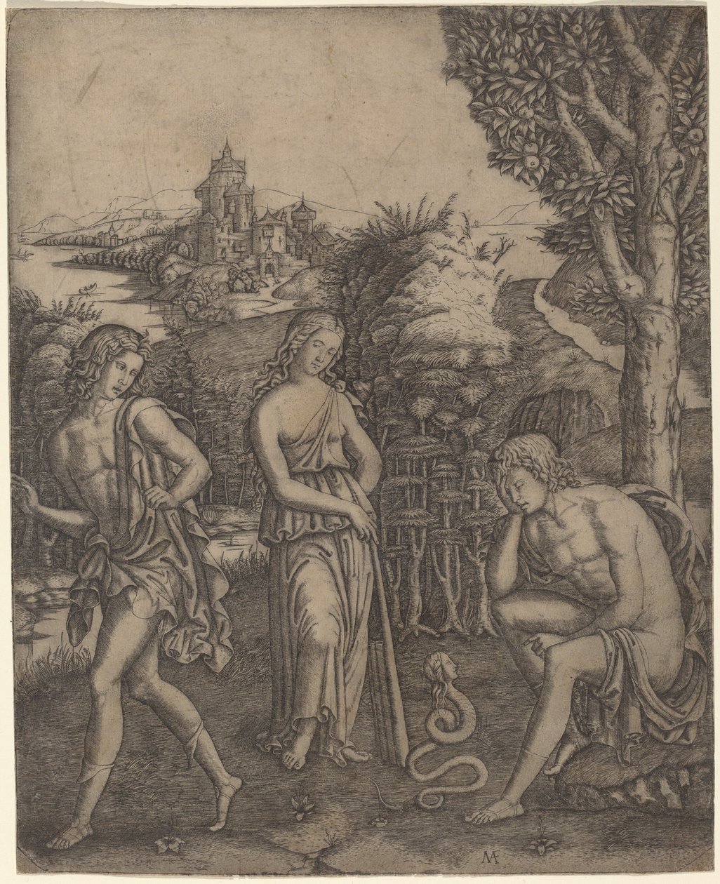 Genç Bir Adamla Konuşan Yılan by Marcantonio Raimondi