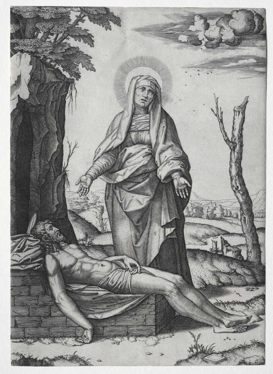 Pieta. by Marcantonio Raimondi