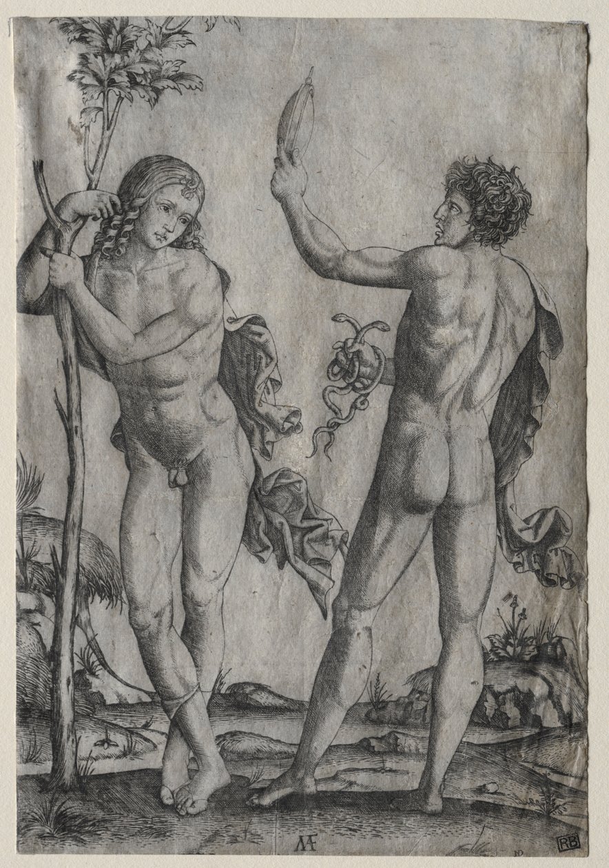 Bir Ağacın Yanında İki Çıplak Adam by Marcantonio Raimondi