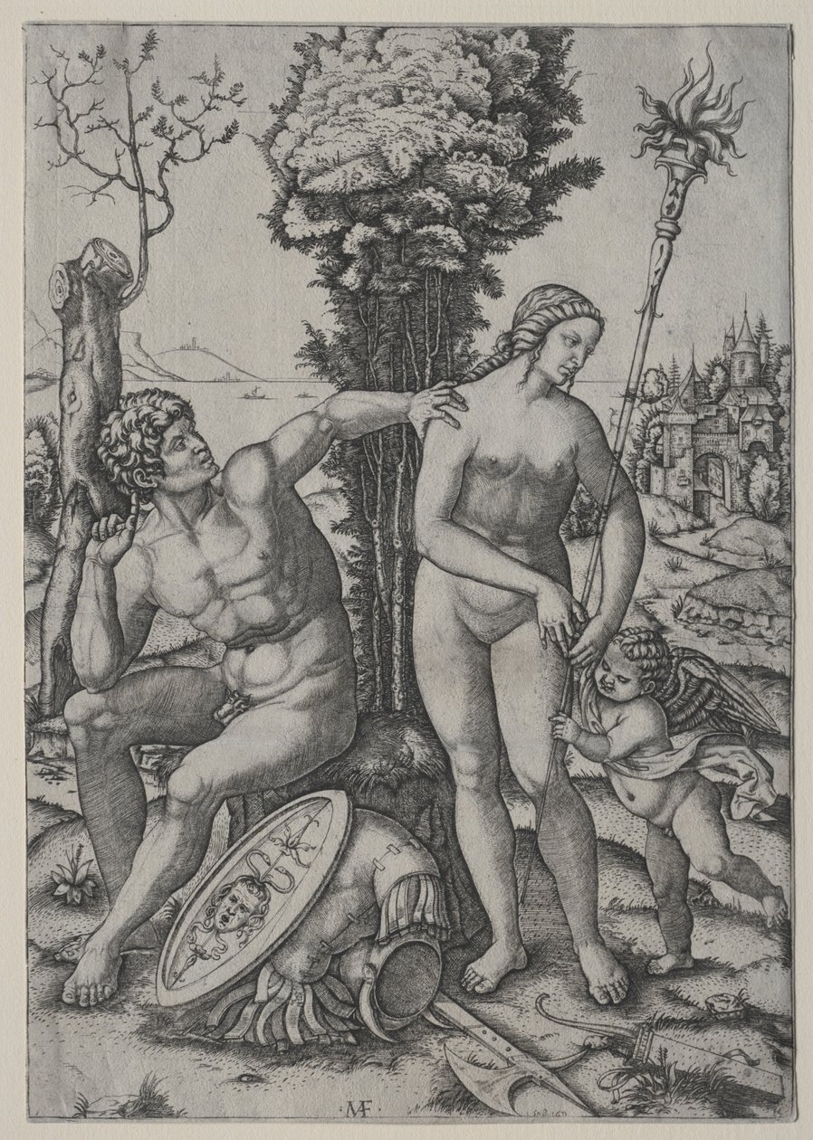 Venüs, Mars ve Aşk Tanrısı by Marcantonio Raimondi