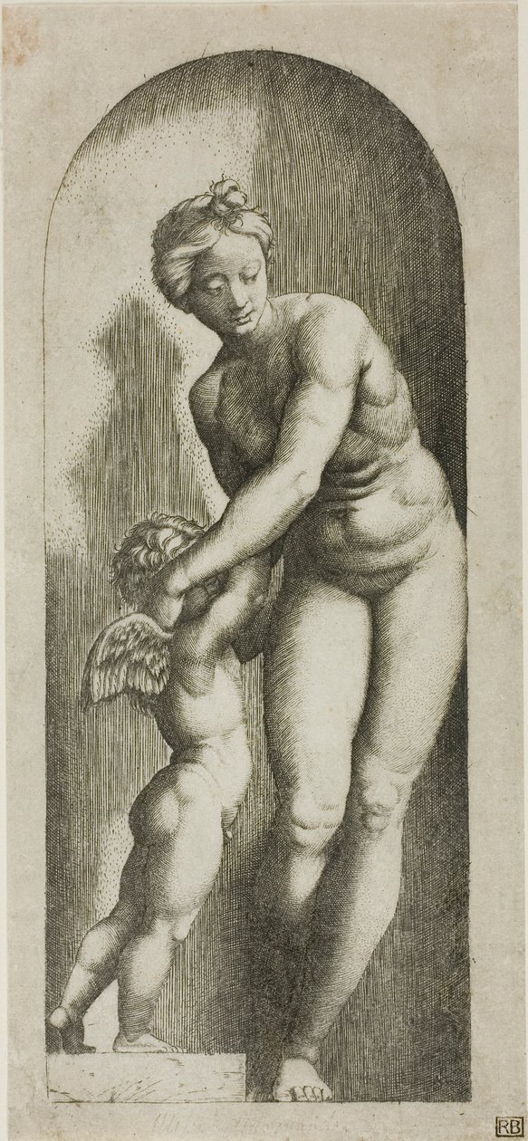 Venüs ve Aşk Tanrısı by Marcantonio Raimondi