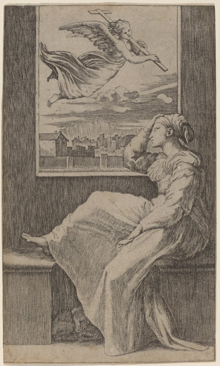 dalgın kadın by Marcantonio Raimondi possibly after Raphael