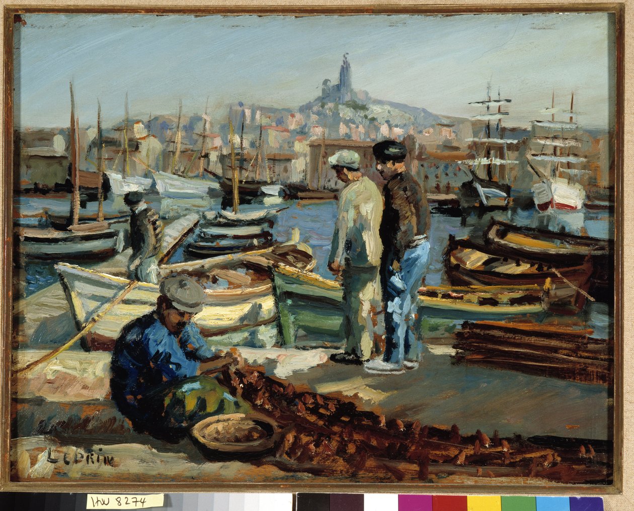 Marsilya limanı rıhtımındaki balıkçılar Marcel Leprin (1891-1933) tarafından yapılan resim Zorunlu söz: Koleksiyon fondasyonu, de Provence, Marsilya