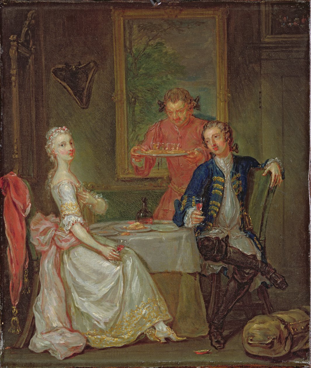 Akşam Yemeği Sohbeti (Akşam Yemeğinde İçen Bir Erkek ve Kadın) by Marcellus the Younger Laroon