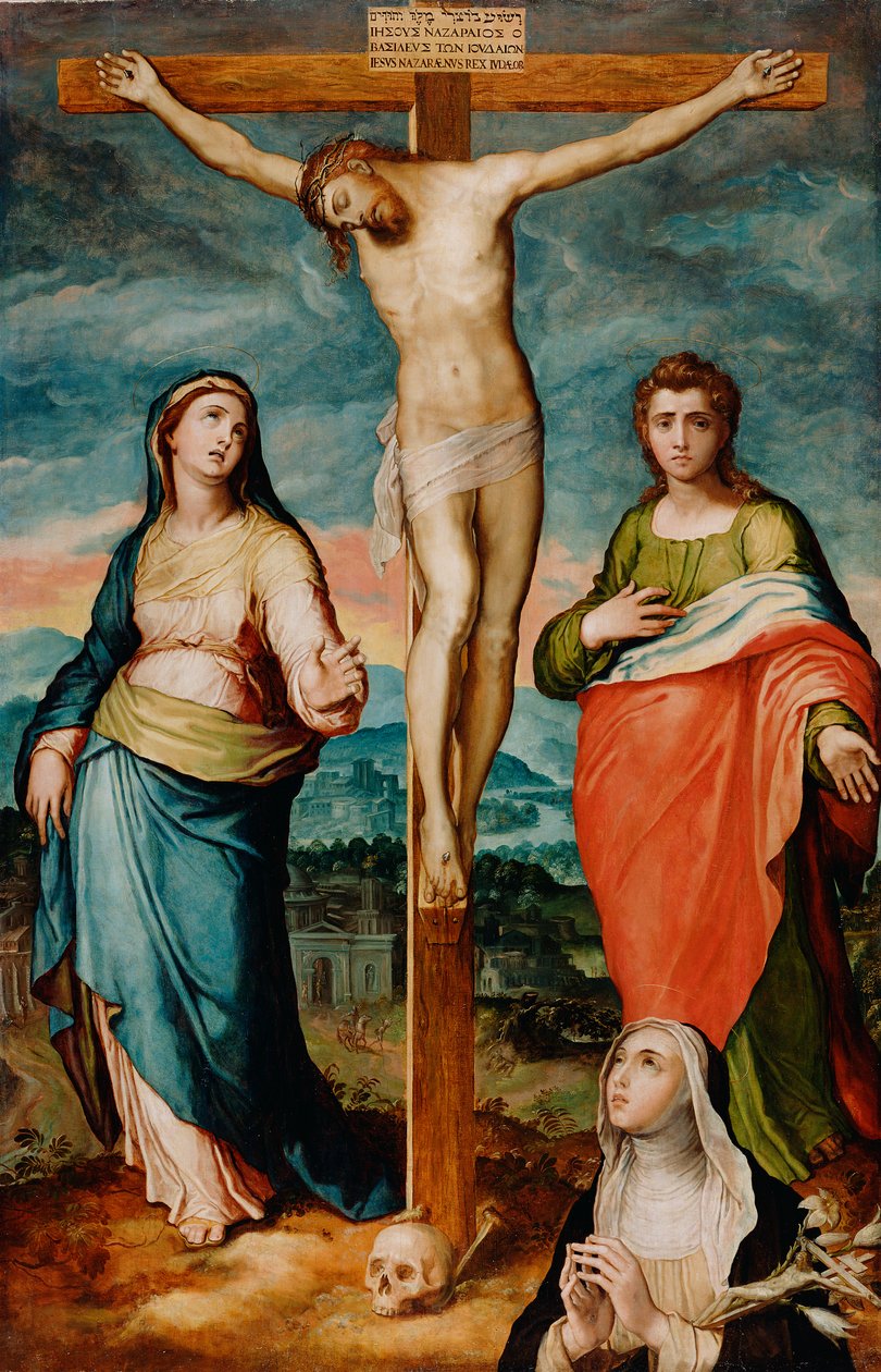 İsa, Azizler Mary, Evangelist John ve Sienalı Catherine ile Çarmıhta İsa, c.1570 by Marco Pino