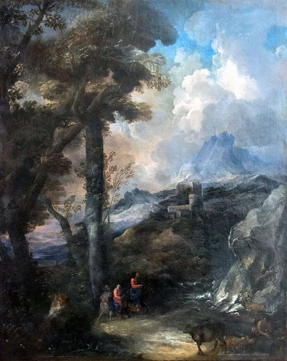 Accademia - Yolcularla manzara by Marco Ricci