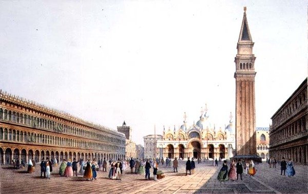 Piazza S. Marco, Brizeghel tarafından oyulmuş (litho) by Marco (after) Moro