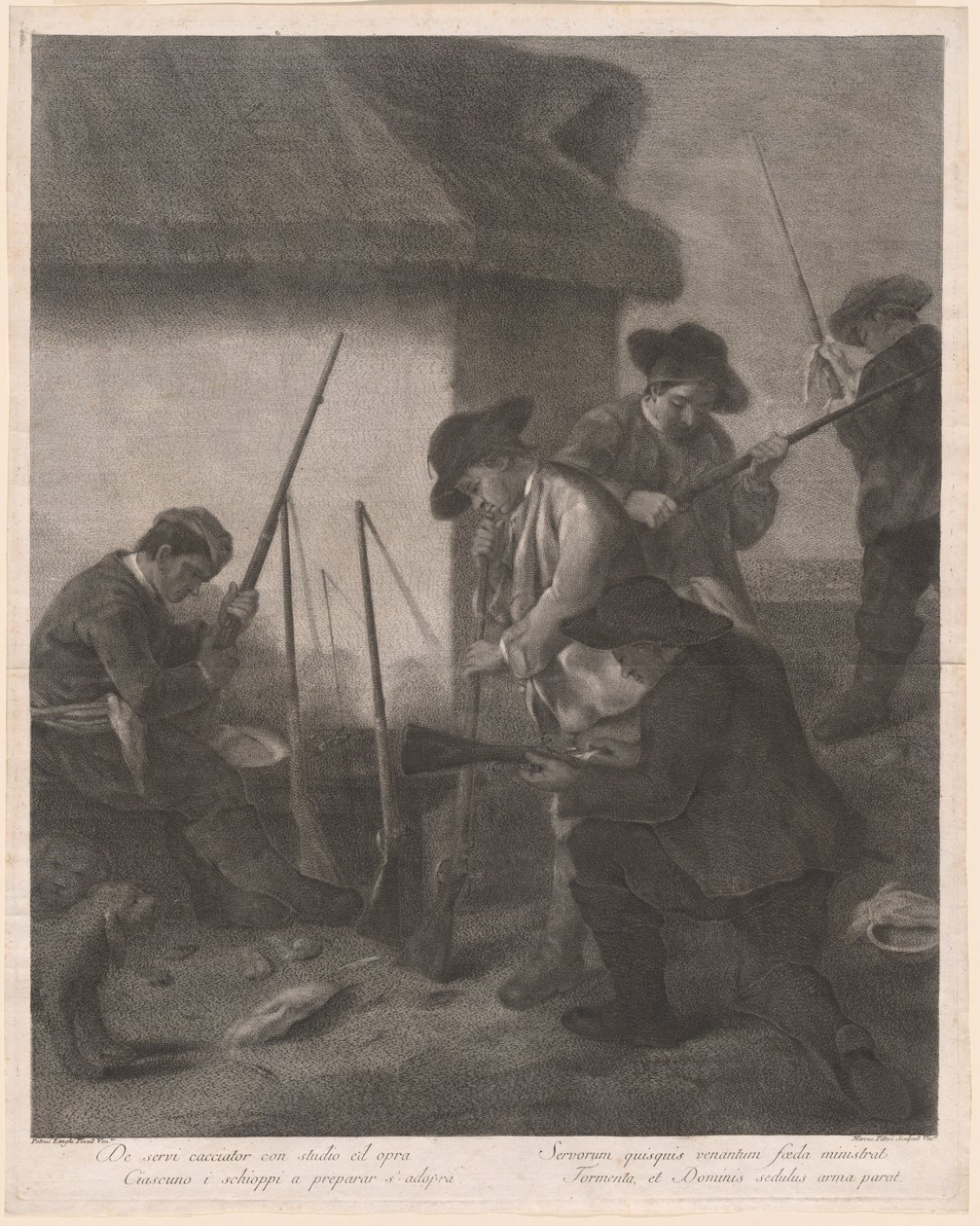 De Servi Cacciator... (Silahları Av İçin Hazırlayan Hizmetçiler) by Marco Alvise Pitteri after Pietro Longhi