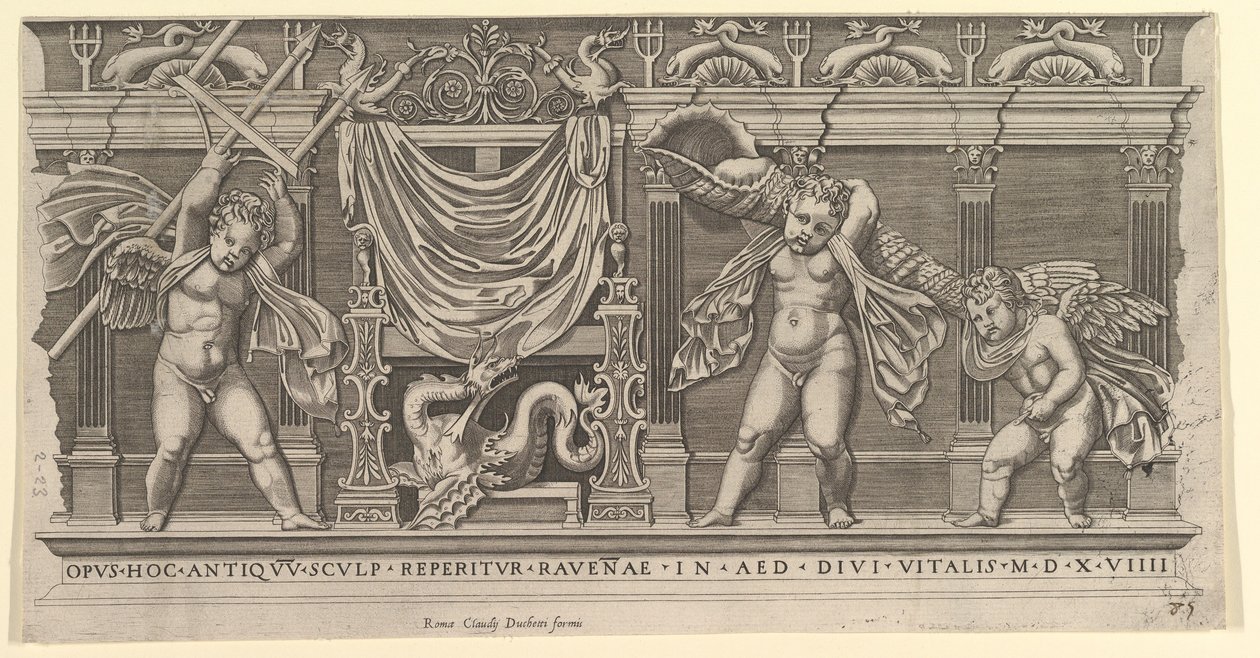 Roma İhtişamının Aynası: Üç Aşk Tanrısı ile Kısma Kabartma, 1519 by Marco Dente