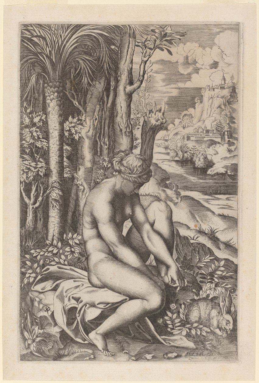 Venüs Ayağından Diken Çıkarıyor by Marco Dente after Raphael