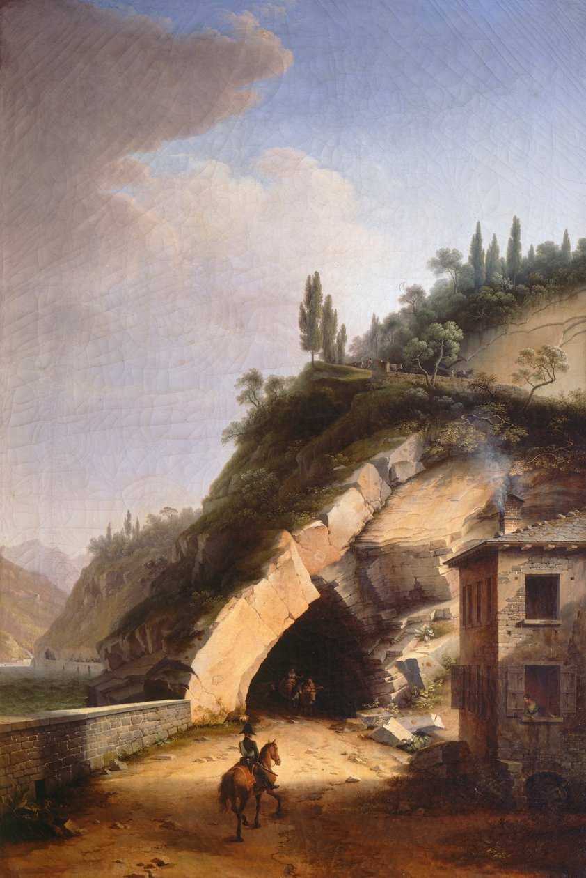 Evin görünümü ve Varenna'nın Bellano'daki ilk galerisi, Marco Gozzi (1759-1839), tuval üzerine yağlı boya by Marco Gozzi