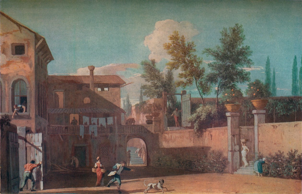 Bir İtalyan Villasının Avlusu, c1700 1935 by Marco Ricci