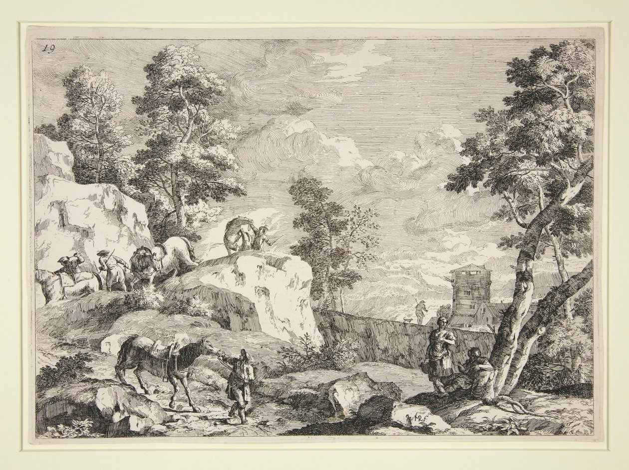 Dört Atlı ile Manzara by Marco Ricci