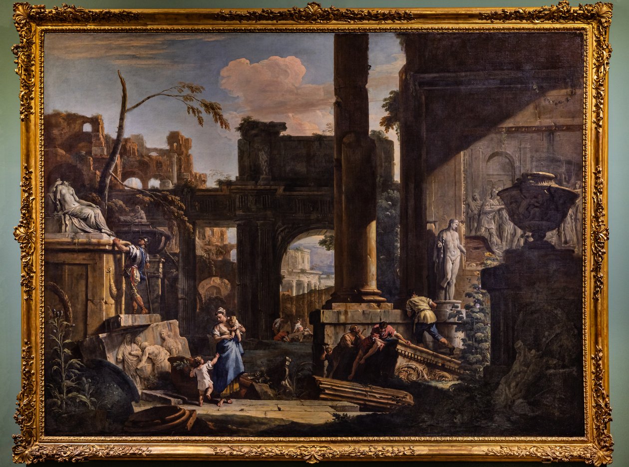 Kalıntılar ve figürlerle perspektif by Marco & Sebastiano (1659 1734) Ricci