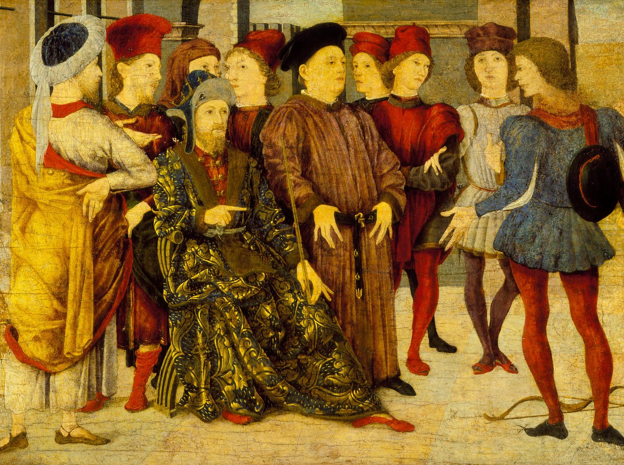 Cassone Panelinden Bir Parça 'Babanın Cesedine Ateş Etmek', c.1462 (panelde mizaç) by Marco Zoppo