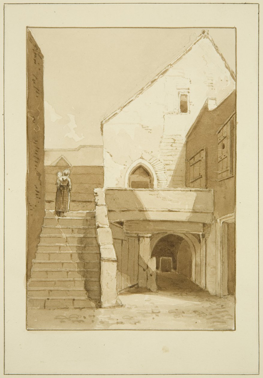 The Black veya Dominik, Friars, Merchant Street (kağıt üzerine kurşun kalem ve sulu boya) by Marcus H. Homes