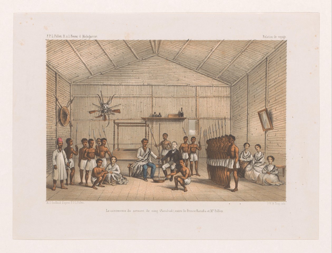 Prens Ratsiba Ziyareti ve Kan Yemini Töreni La ceremonie du serment du sang (Fatidrah), entre le Prince Ratsiba et Mr. Yoklama (nesne üzerindeki başlık) François P.L.