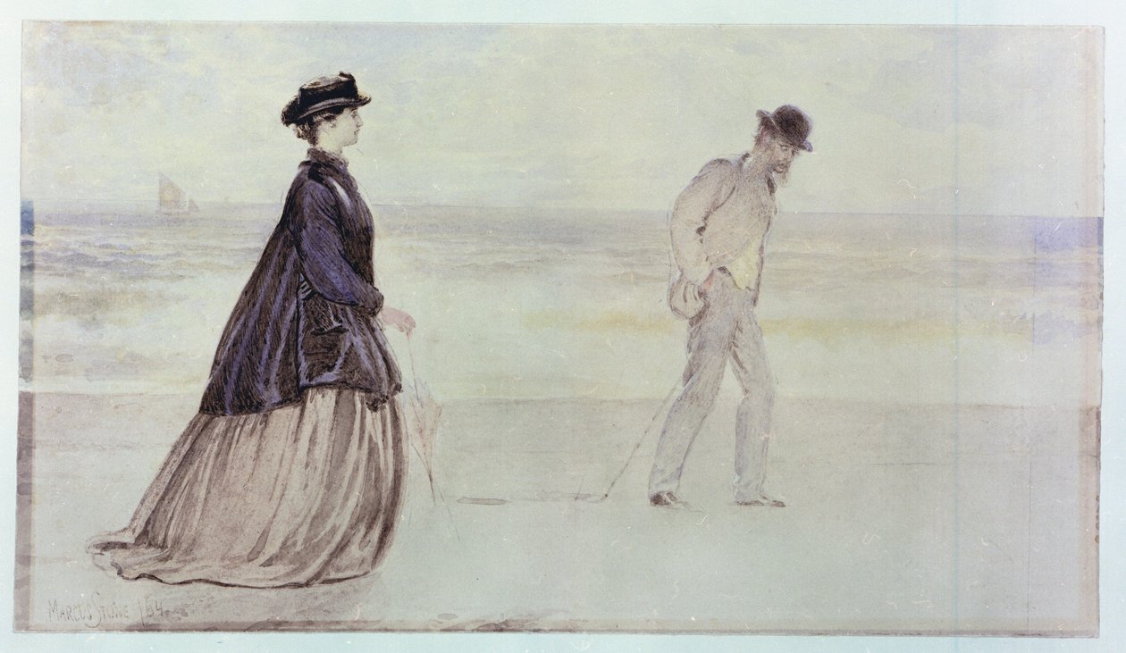 Mutlu Çift - Bay ve Bayan Lammle, 1864 (kağıt üzerinde wc) by Marcus Stone