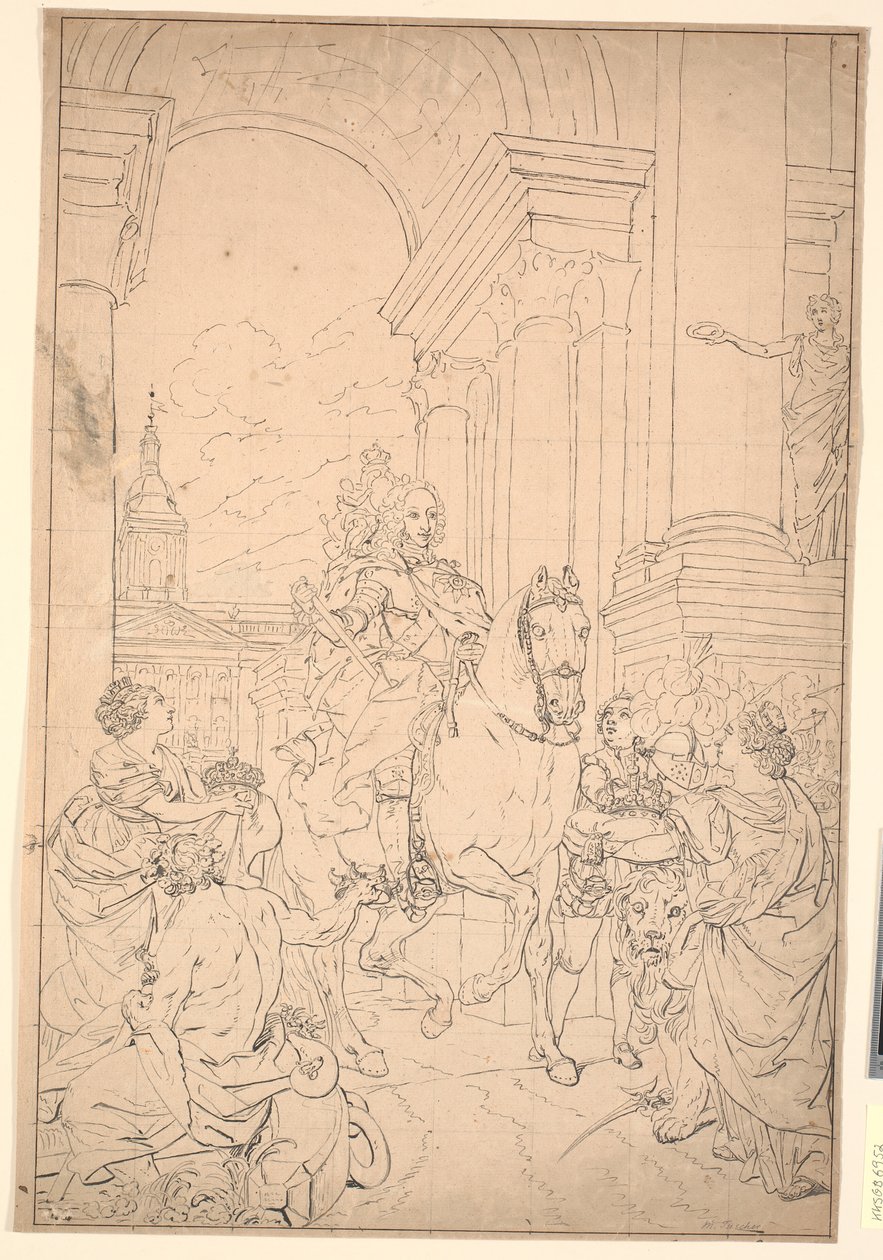 Resmin taslağı: Danimarka ve Norveç Chr. VI (Christiansborg 1794 ile yakıldı) by Marcus Tuscher
