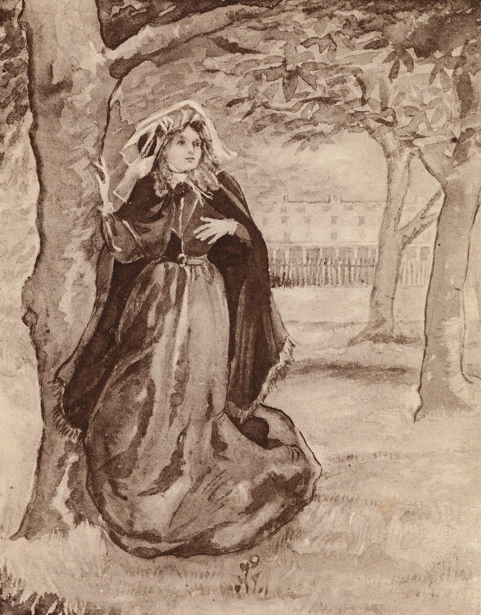 Elizabeth Barrett Browning, İngiliz şair (lito) by Margaret Baillie Saunders