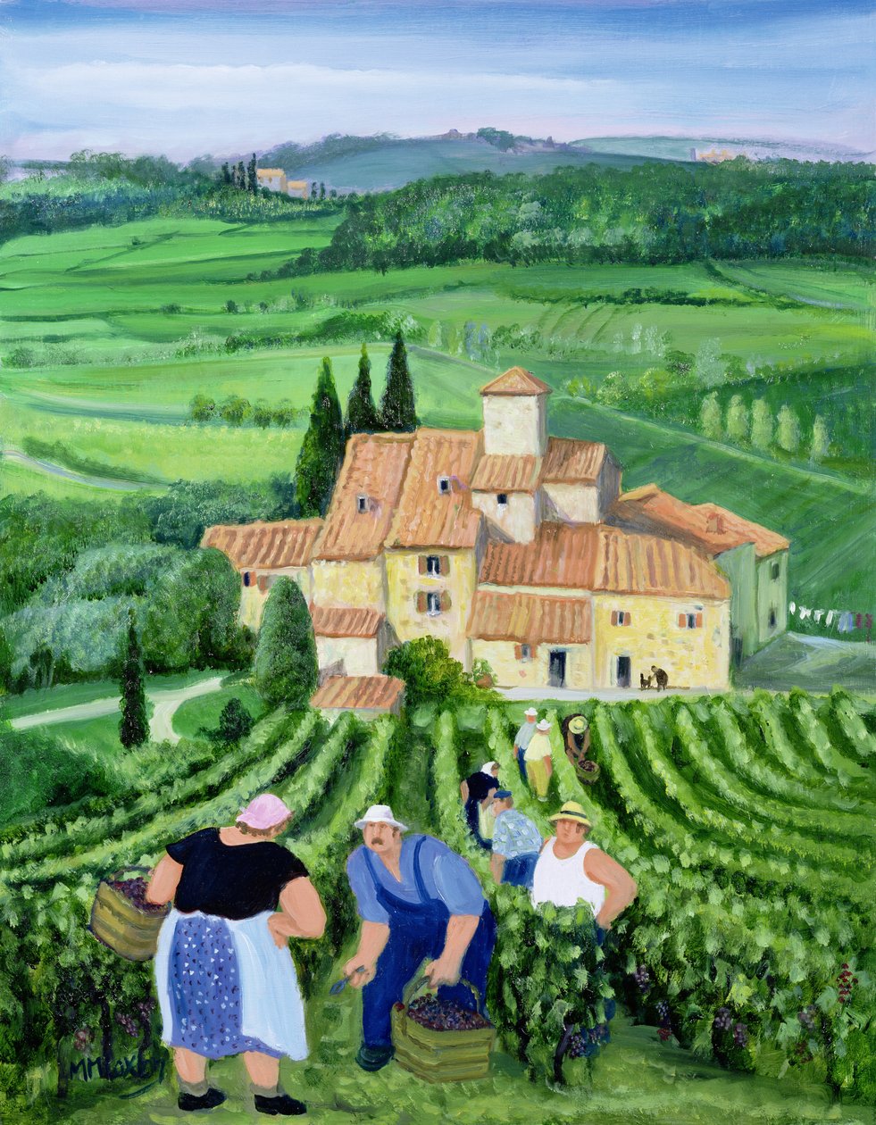 Castellina-in-Chianti (tuval üzerine yağlıboya) by Margaret Loxton