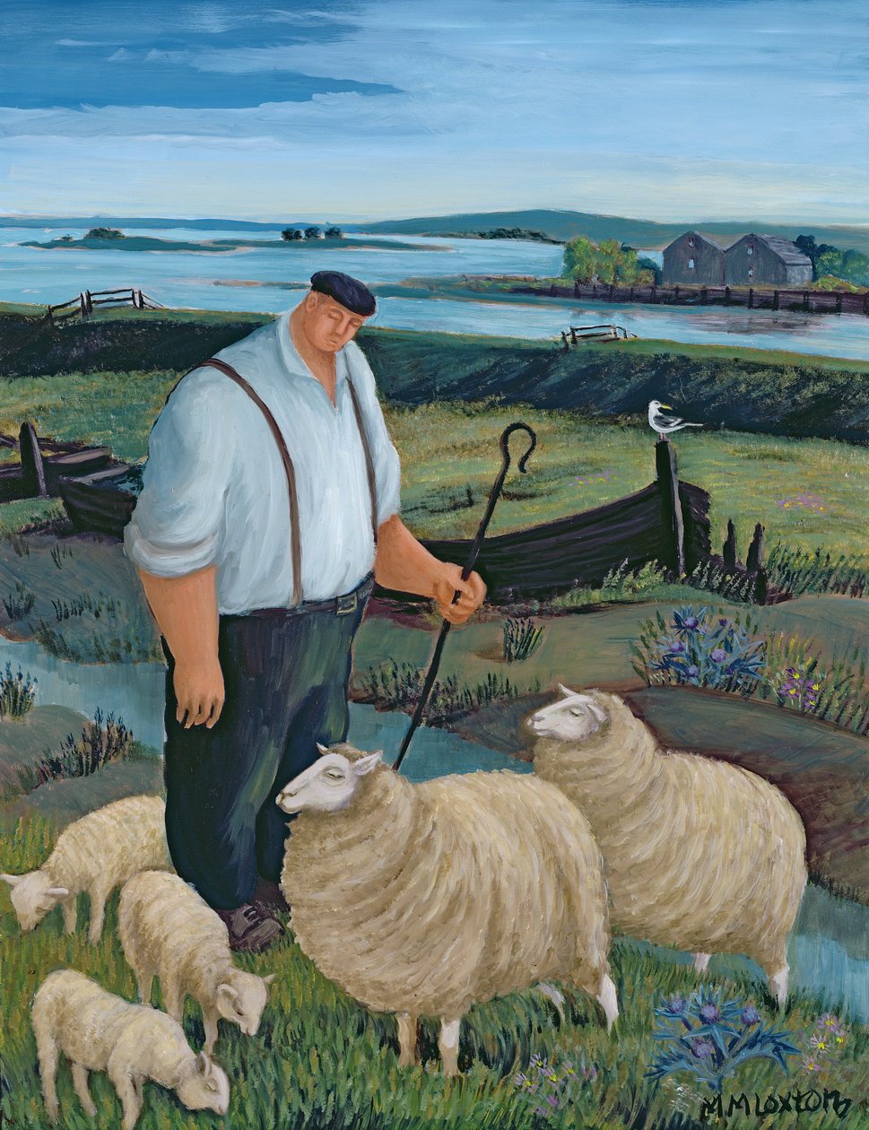 Nehir Manzarasında Koyunlu Çoban by Margaret Loxton