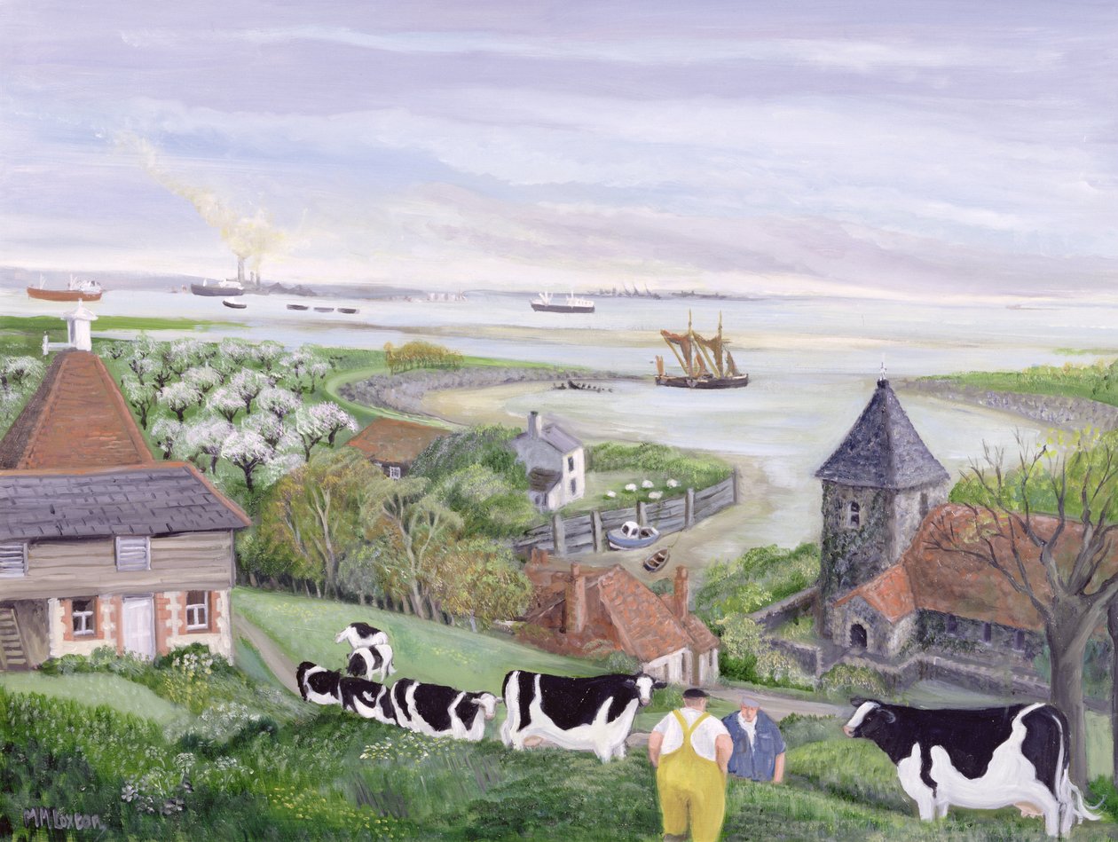 Thames Haliç Çiftliği (tuval üzerine yağlıboya) by Margaret Loxton