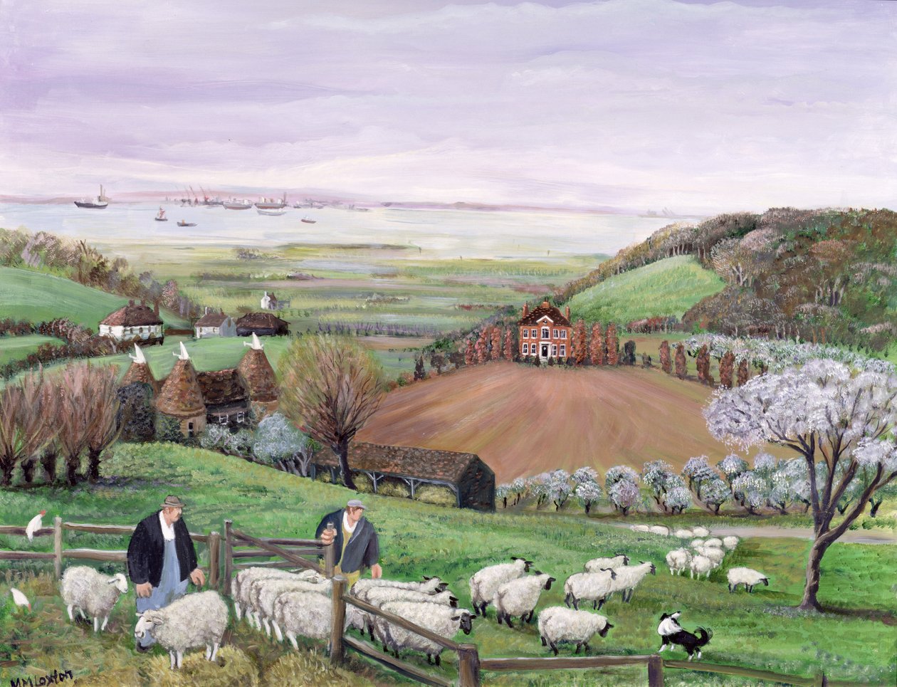 Thames Görünümü (tuval üzerine yağlıboya) by Margaret Loxton