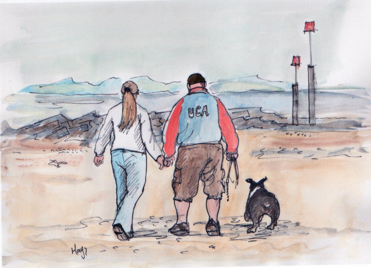 Köpeği gezdirmek - 04 (kalem ve sulu boya) by Margaret Loxton