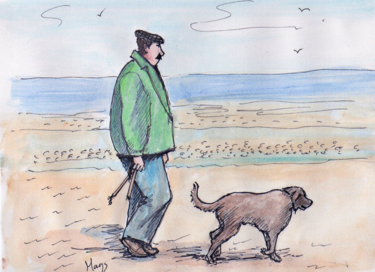 Köpeği gezdirmek - 06 (kalem ve sulu boya) by Margaret Loxton