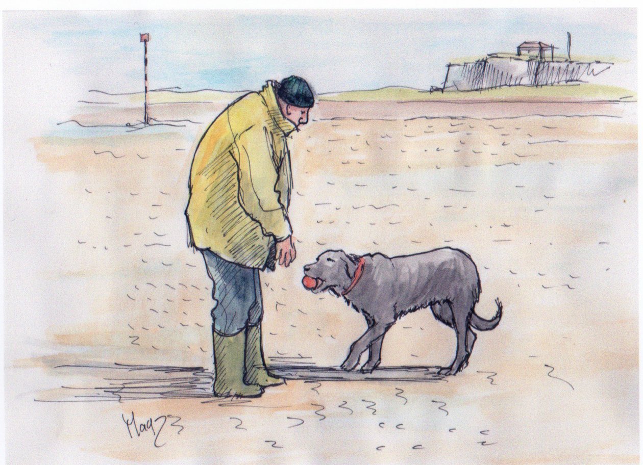 Köpeği gezdirmek - 08 (kalem ve sulu boya) by Margaret Loxton