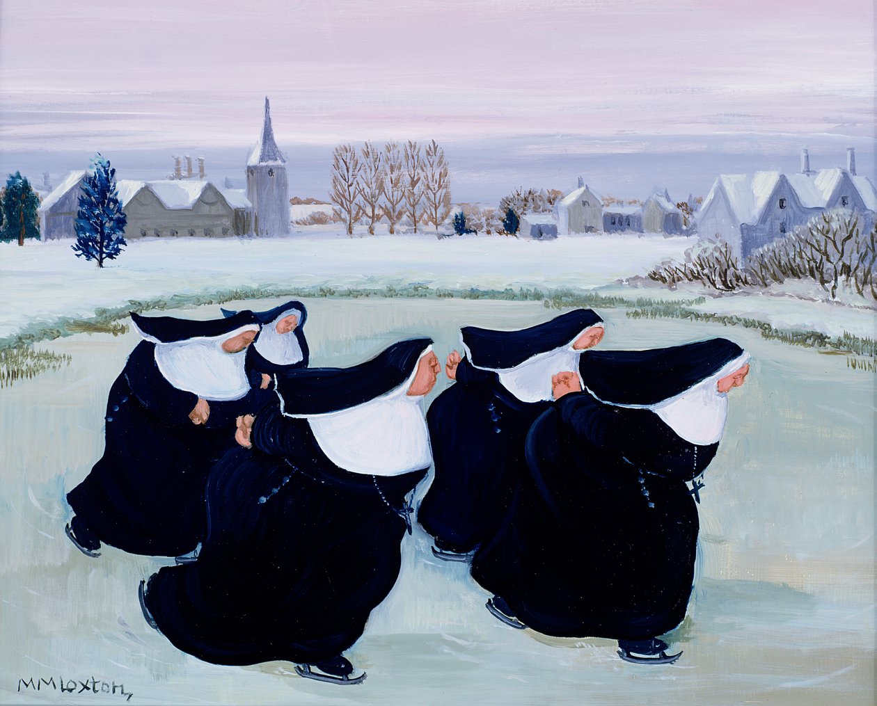 Manastırda Kış (kağıt üzerine guaj) by Margaret Loxton